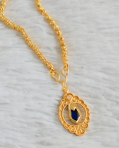 Gold tone 24 inches chain with blue nagapadam pendant dj-48253