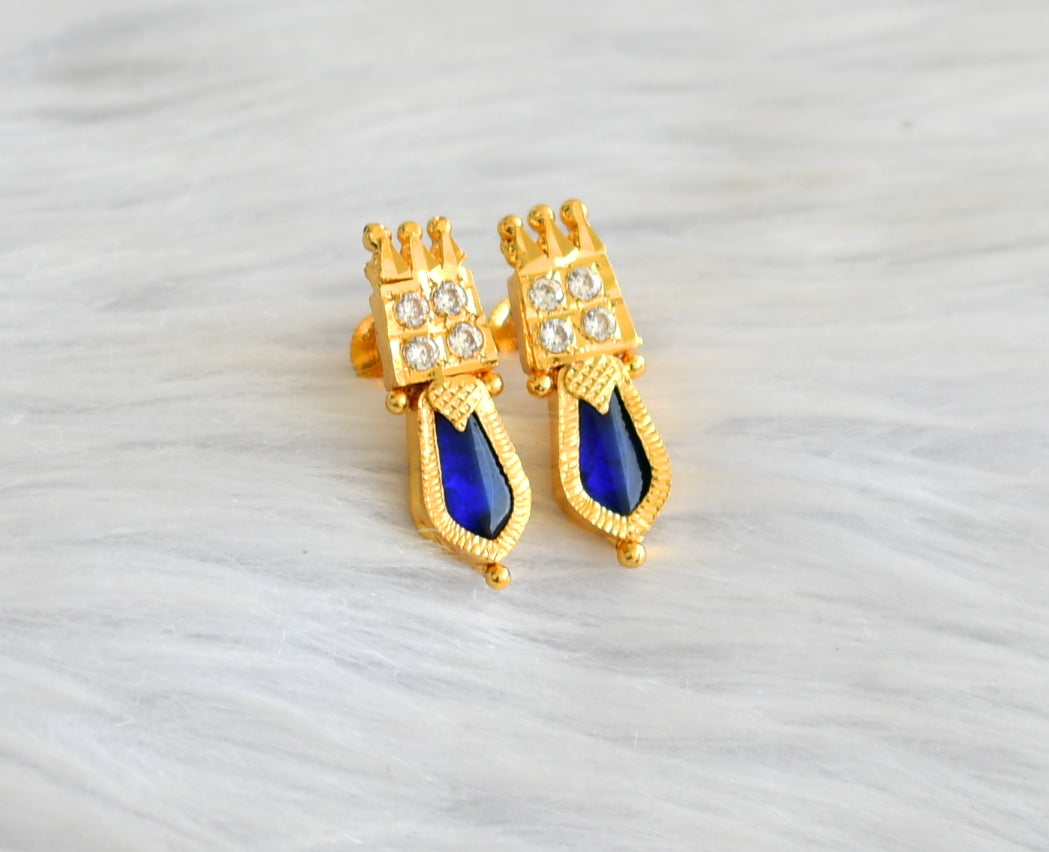 Gold tone blue-white nagapadam kerala style earrings dj-43313