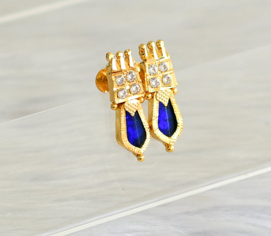 Gold tone blue-white nagapadam kerala style earrings dj-43313