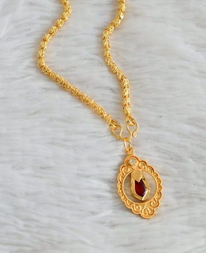 Gold tone 24 inches chain with red nagapadam pendant dj-48252