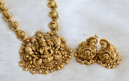 Antique gold look alike Cz Lakshmi peacock Necklace set dj-42700