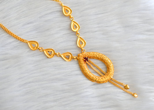 Matte gold tone kerala style ruby thilak necklace dj-43341