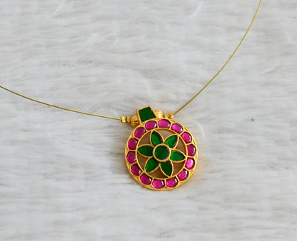 Matte finish pink-green round flower invisible necklace dj-48288