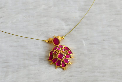 Matte finish pink kundan jadau invisible necklace dj-48293