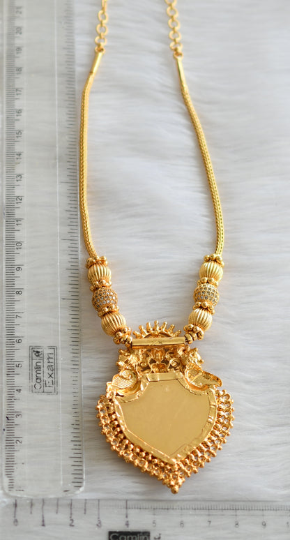 Gold tone white stone blue palakka Lakshmi Kerala style kodi necklace dj-42085