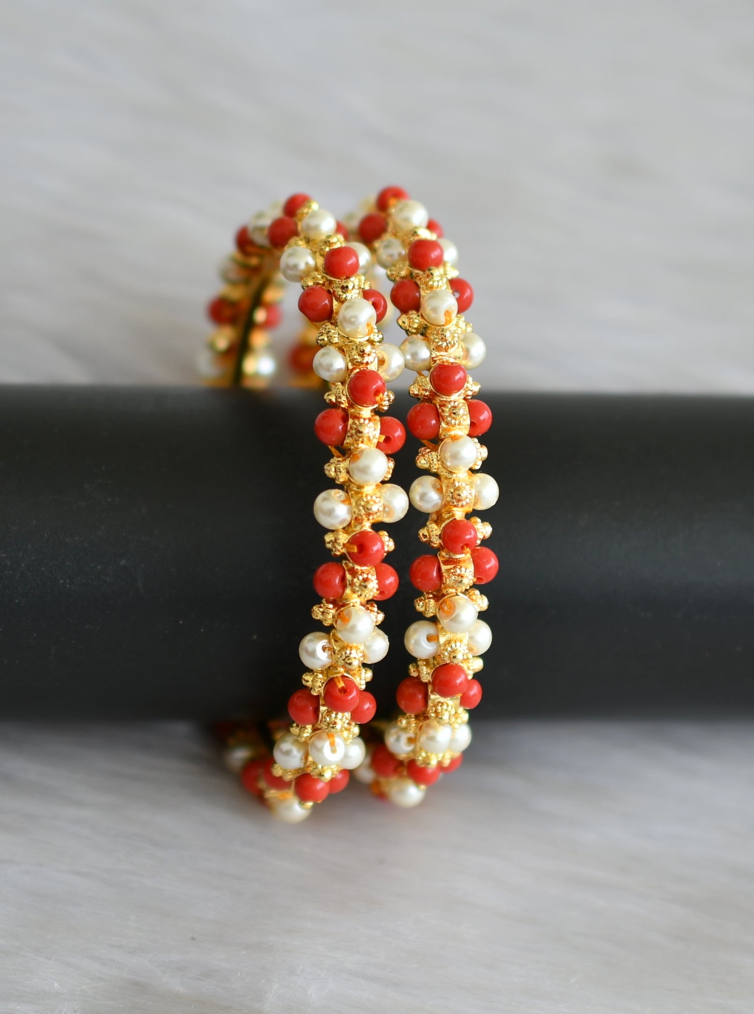 Coral and pearl hot sale gold bangles