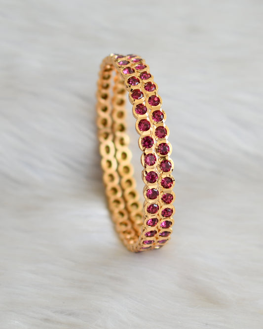 Gold tone magenta pink south Indian style bangles(2.8) dj-42103