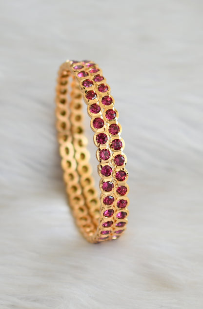 Gold tone magenta pink south Indian style bangles(2.8) dj-42103