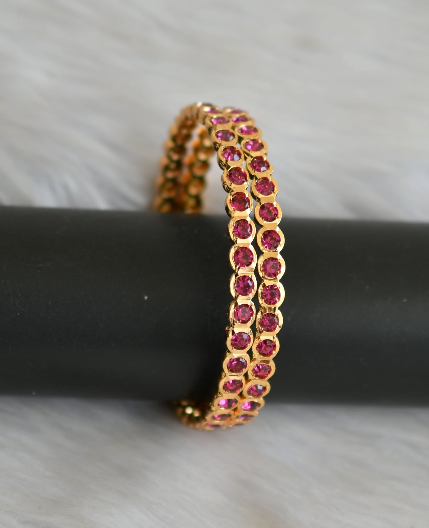 Gold tone magenta pink south Indian style bangles(2.8) dj-42103