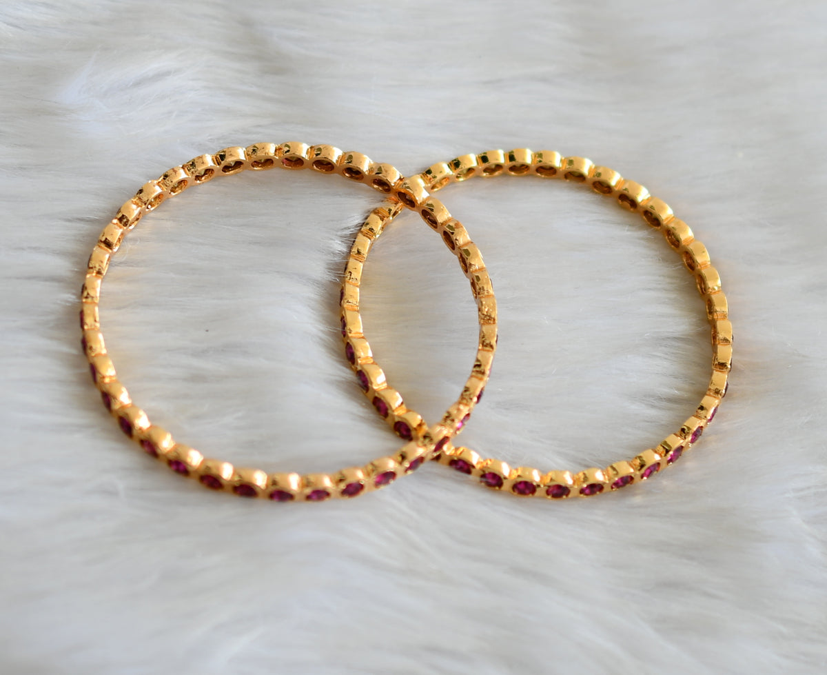 Gold tone magenta pink south Indian style bangles(2.6) dj-43067