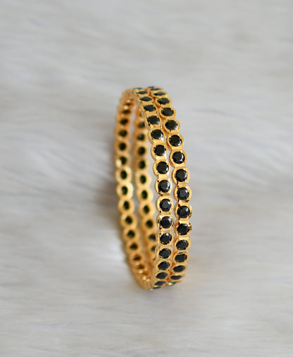 Gold tone black stone south Indian style bangles(2.4) dj-42104