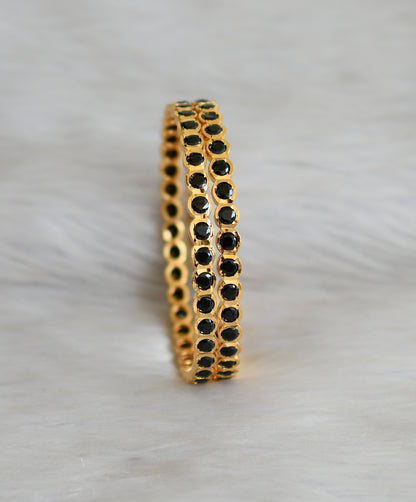 Gold tone black stone south Indian style bangles(2.10) dj-43069
