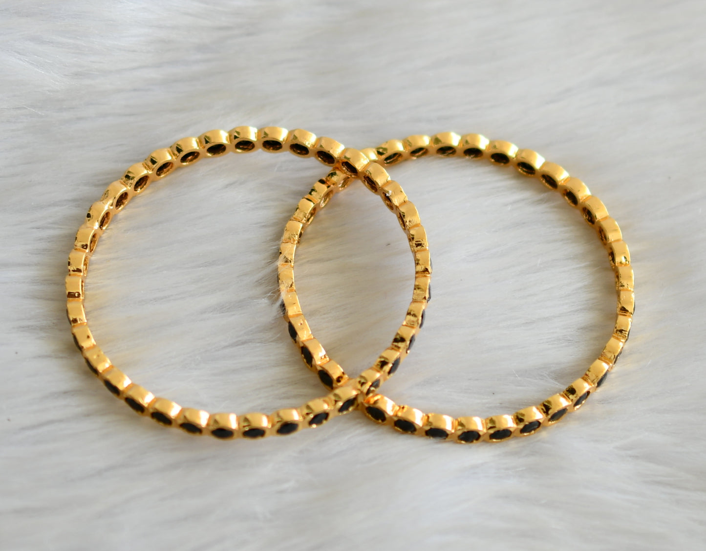 Gold tone black stone south Indian style bangles(2.4) dj-42104