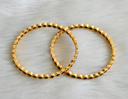 Gold tone black stone south Indian style bangles(2.4) dj-42104