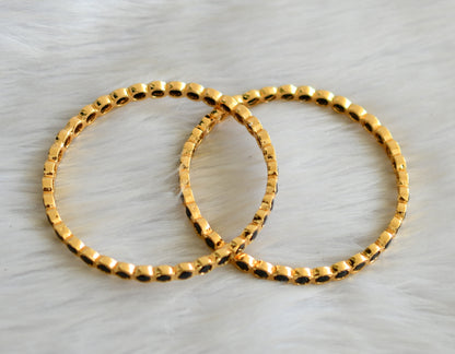 Gold tone black stone south Indian style bangles(2.10) dj-43069