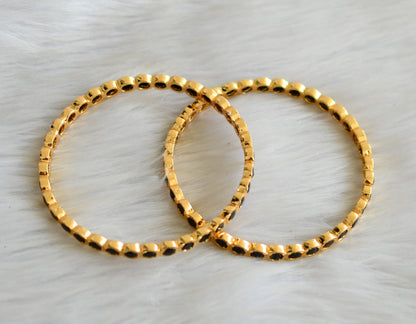 Gold tone black stone south Indian style bangles(2.8) dj-42106