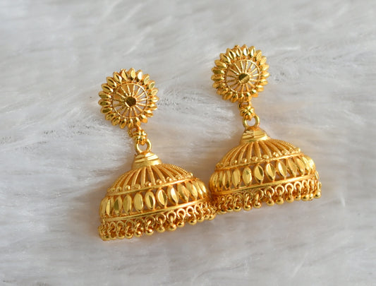 Matte gold tone kerala style jhumkka dj-48275