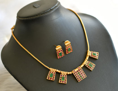 Matte finish kemp-green poothali necklace set dj-43358