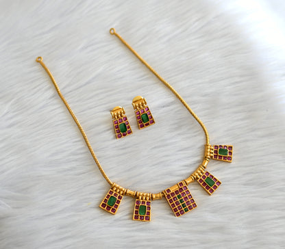 Matte finish kemp-green poothali necklace set dj-43358