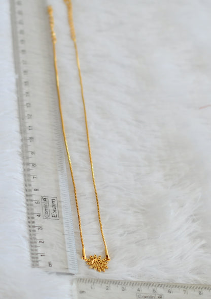 Gold tone 18 inches chain with cz white flower pendant dj-50309