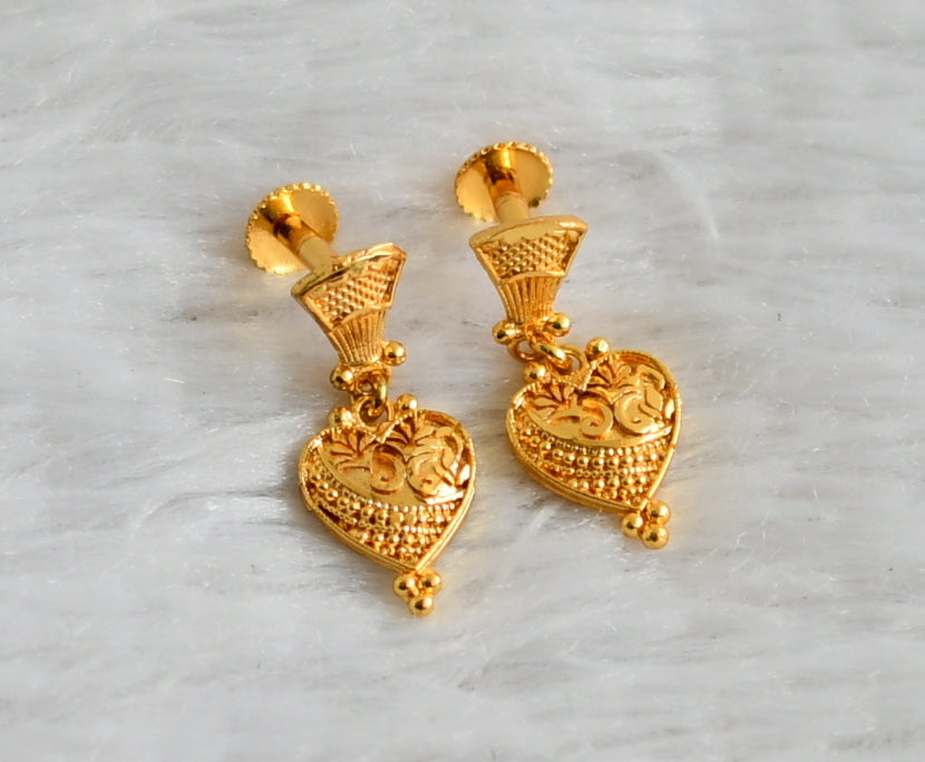 Gold tone heart earrings dj-48268