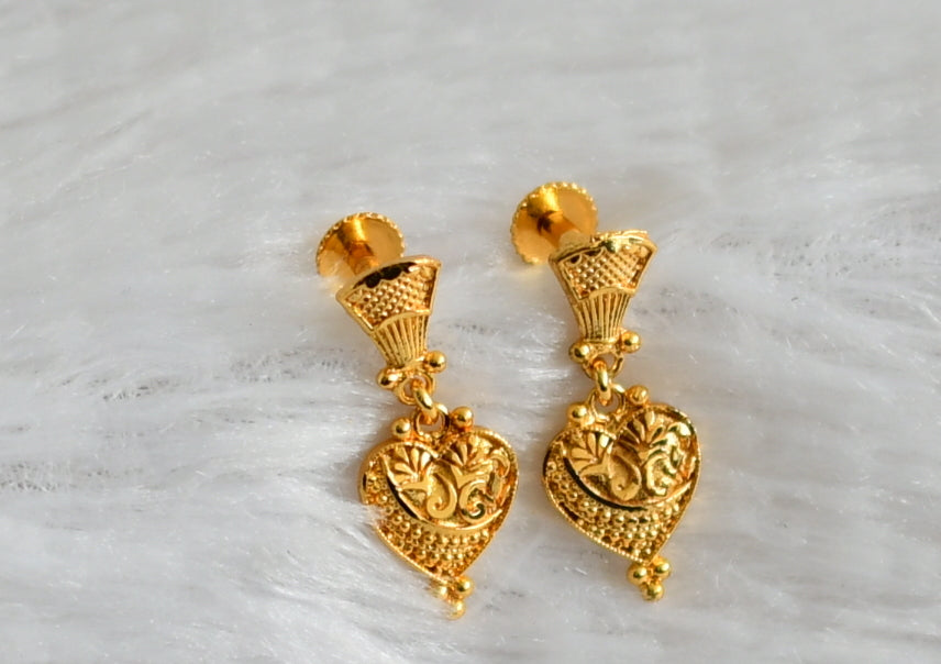 Gold tone heart earrings dj-48268