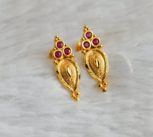 Gold tone pink stone earrings dj-48269