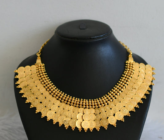 Gold tone triple row lakshmi coin necklace dj-50289