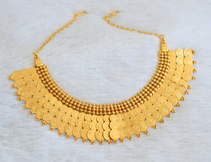Gold tone triple row lakshmi coin necklace dj-50289