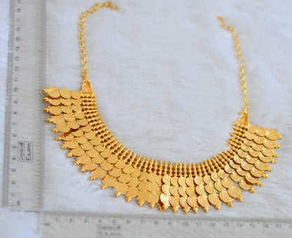 Gold tone triple row lakshmi coin necklace dj-50289