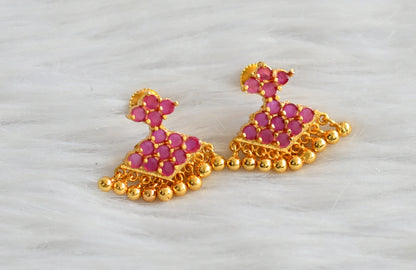 Gold tone ruby stone pathakkam earrings dj-44895