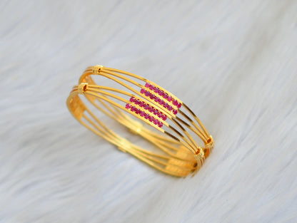 Gold tone ruby stone bangles(2.4) dj-42098