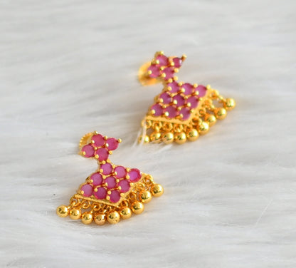 Gold tone ruby stone pathakkam earrings dj-44895