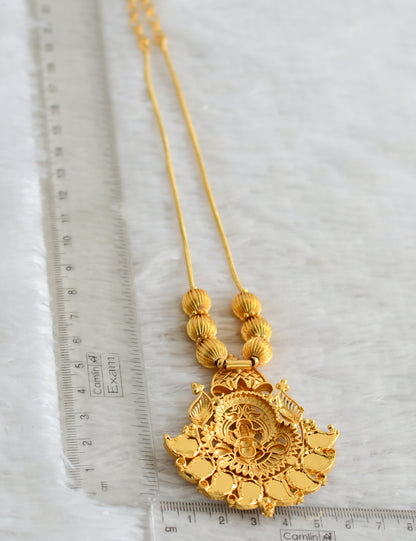 Gold tone kerala style red mango ganesha peacock necklace dj-48309