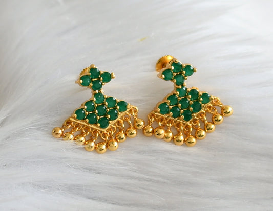 Gold tone emerald stone pathakkam earrings dj-44896