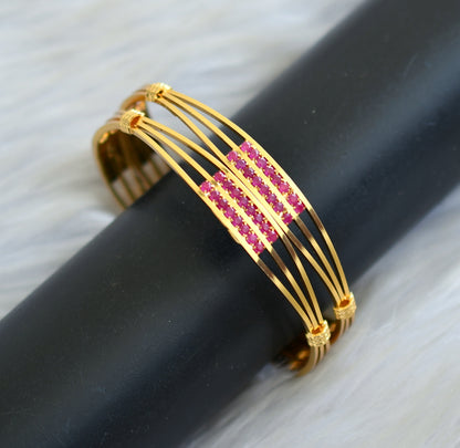 Gold tone ruby stone bangles(2.4) dj-42098