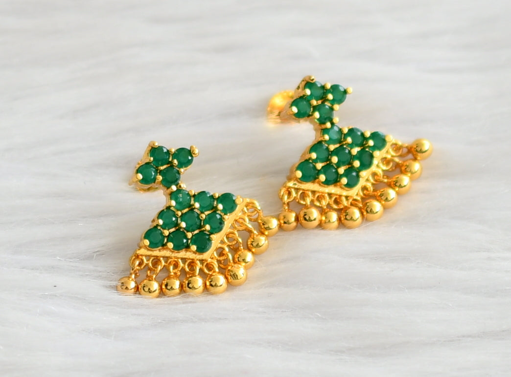 Gold tone emerald stone pathakkam earrings dj-44896