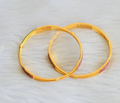 Gold tone ruby stone bangles(2.4) dj-42098