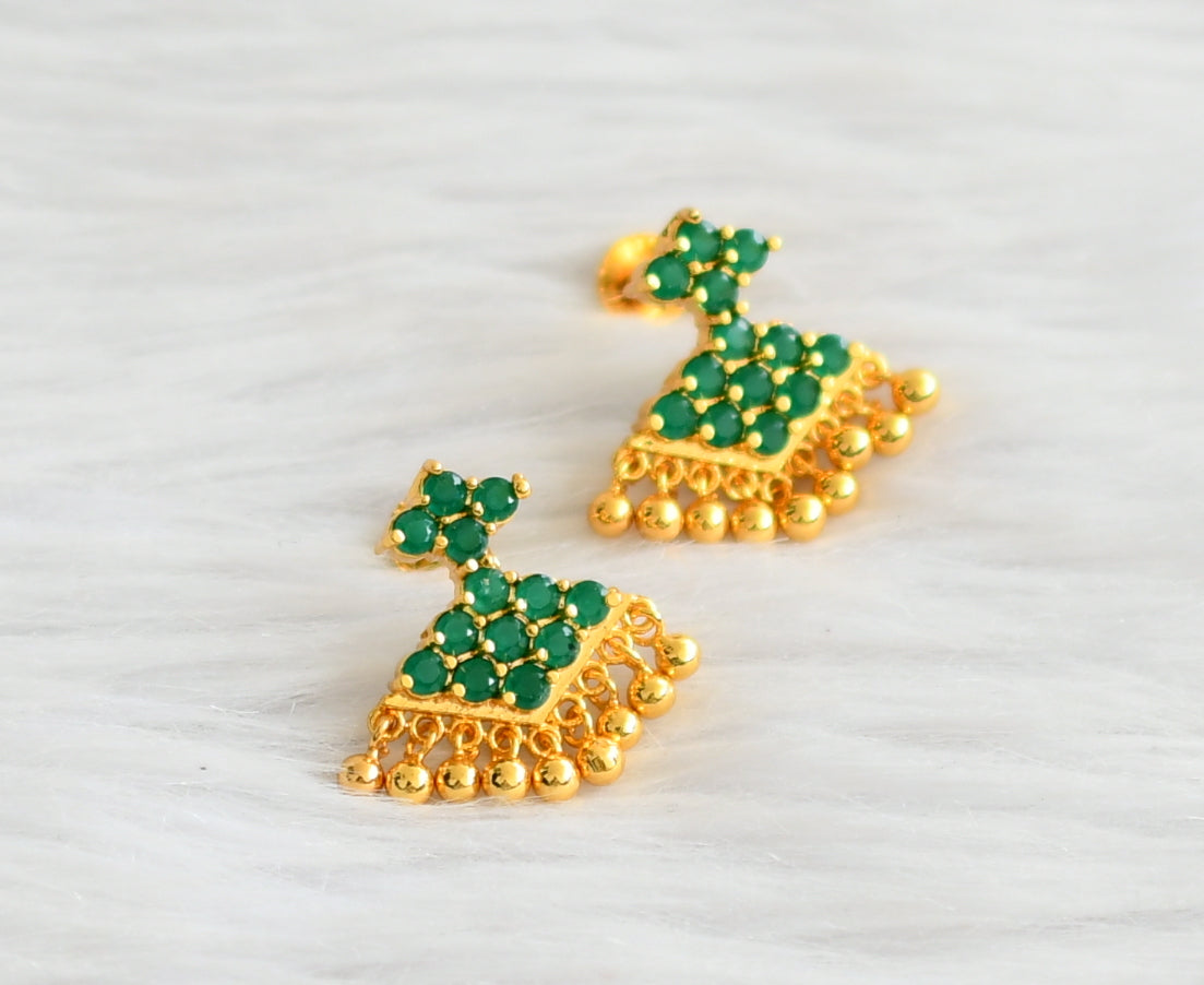 Gold tone emerald stone pathakkam earrings dj-44896