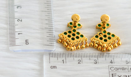 Gold tone emerald stone pathakkam earrings dj-44896