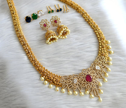 Matte finish ruby-green-white-blue changeable haar set dj-43374