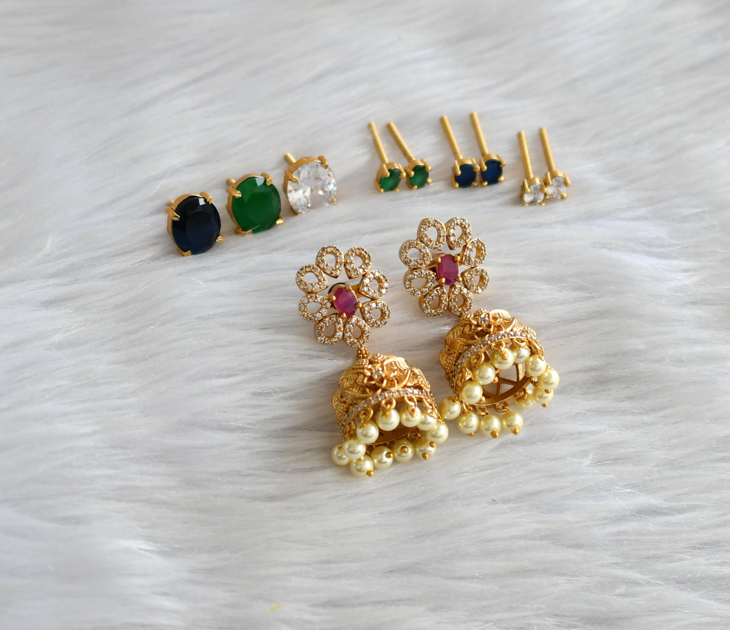 Matte finish ruby-green-white-blue changeable haar set dj-43374