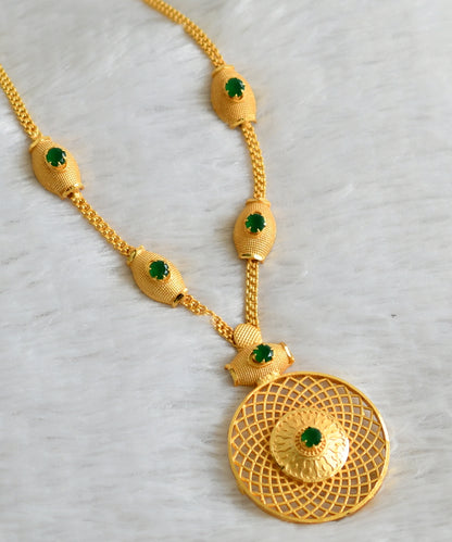 Matte gold tone green round necklace dj-48316