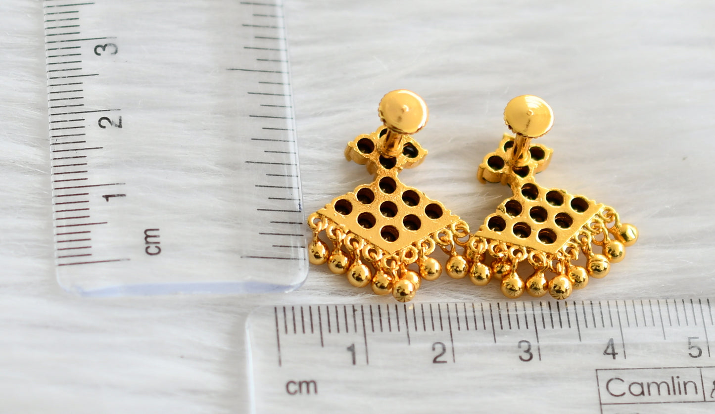 Gold tone black stone pathakkam earrings dj-44898