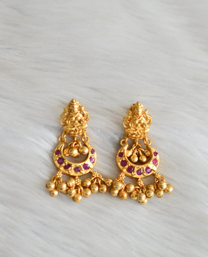 Matte finish ruby-emerald pearl Lakshmi haar with screw back earrings dj-13964