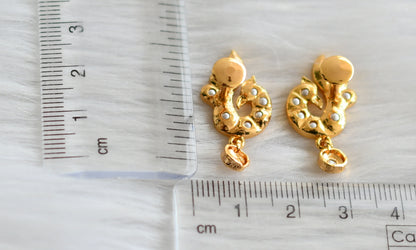 Gold tone pearl stone peacock earrings dj-44905