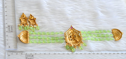 Matte finish kemp light green lakshmi choker necklace set dj-43371