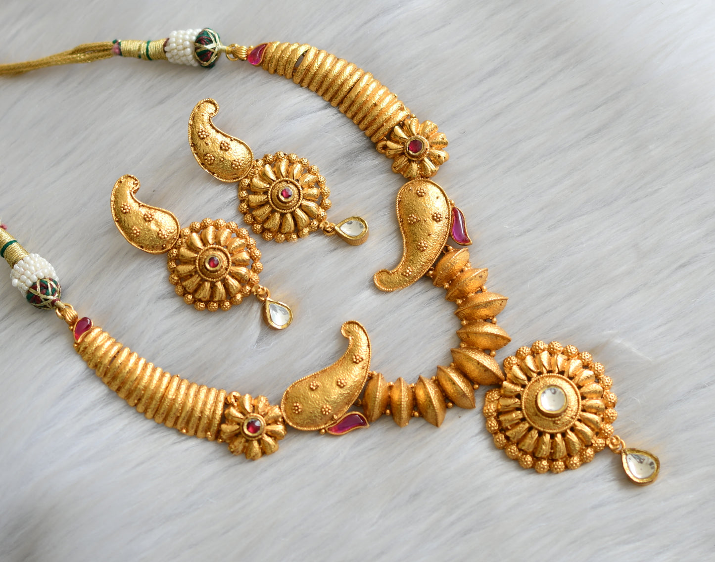 Gold tone Kundan Mango Necklace Set-dj15093