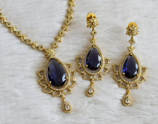 Matte finish cz-purple thilka stone necklace set dj-48330