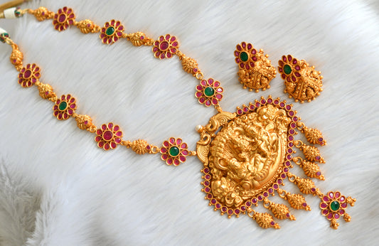 Matte finish ruby-emerald Shri Thirumal haar set dj-13703